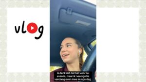 Slide van een PPT presentatie met aankondiging vlog van Laureen